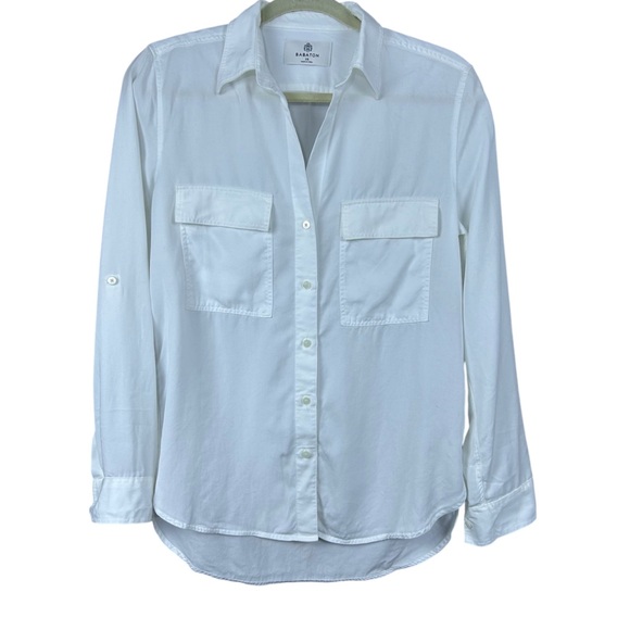 Aritzia Babaton Utility Button Up Shirt XS Drapey Twill QuietLuxury Preppy - Picture 2 of 16
